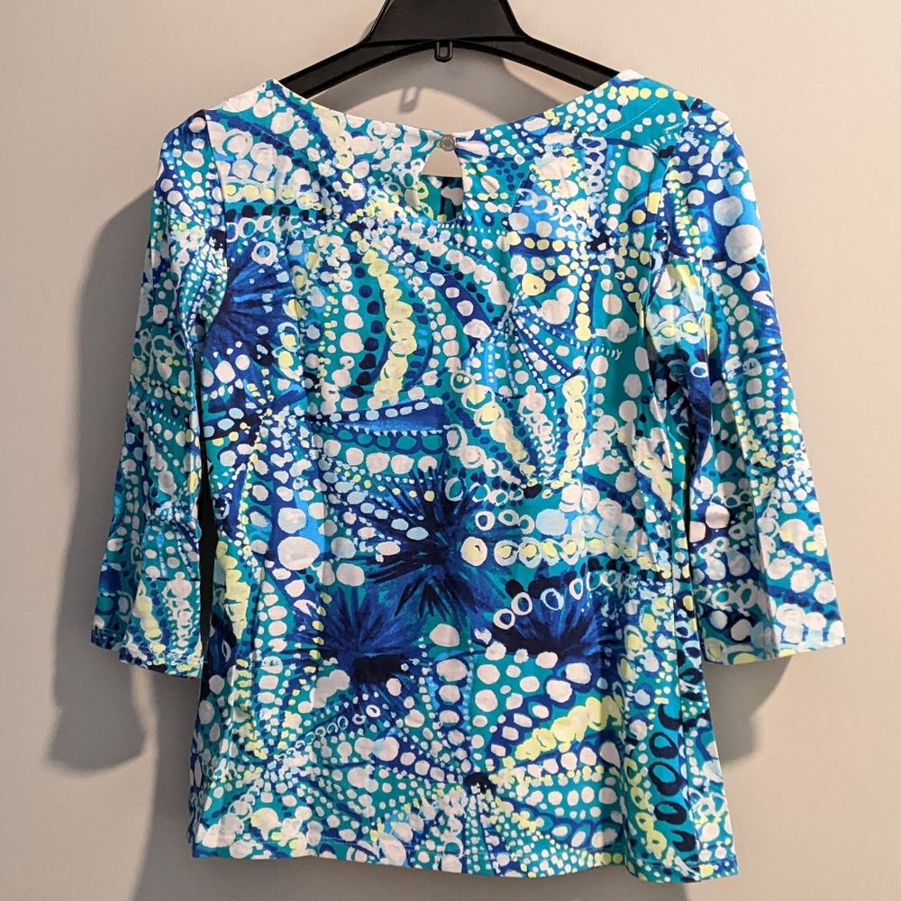 Lilly Pulitzer Blue Green Boatneck Top
